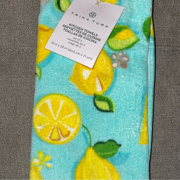 New! Trina Turk 2Pc Tiffany Blue/Lemon Hand Towels 🍋 Absolutely Beautiful! - Picture 7 of 10